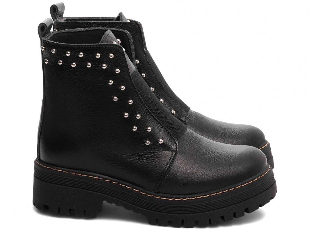 Bota Coturno Sola Tratorada Couro