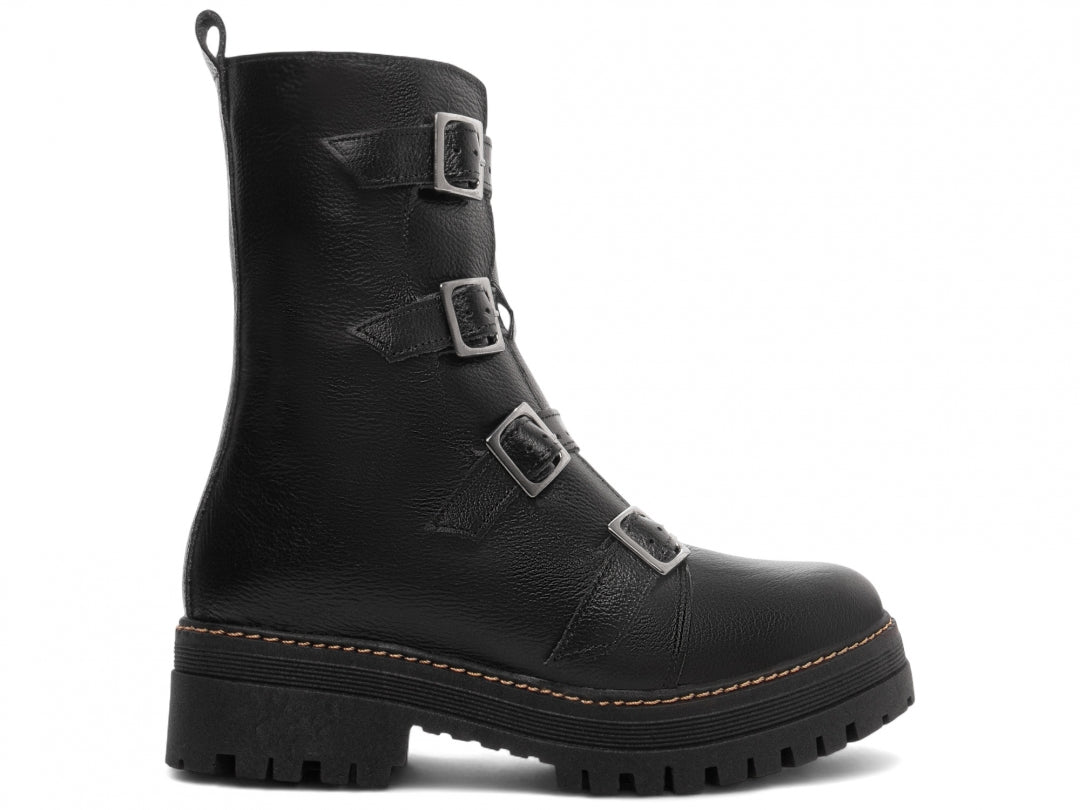 Bota Coturno Sola Tratorada Couro