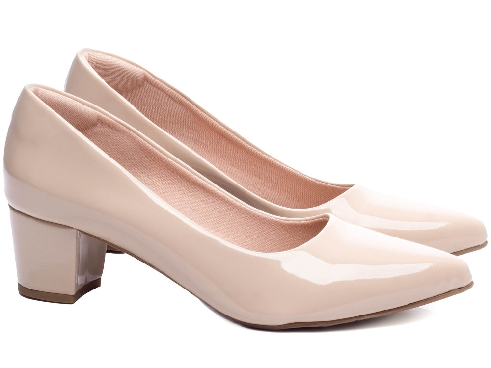 Sapato Scarpin Salto Bloco Grosso Baixo