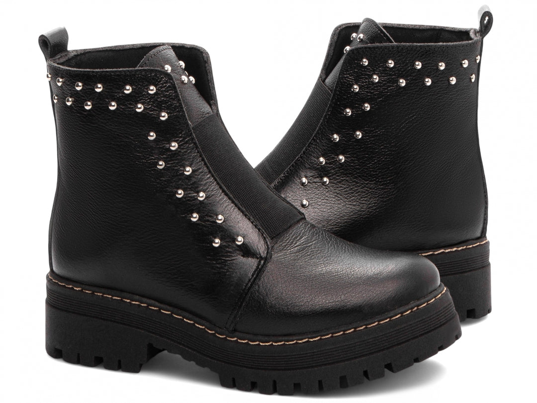 Bota Coturno Sola Tratorada Couro