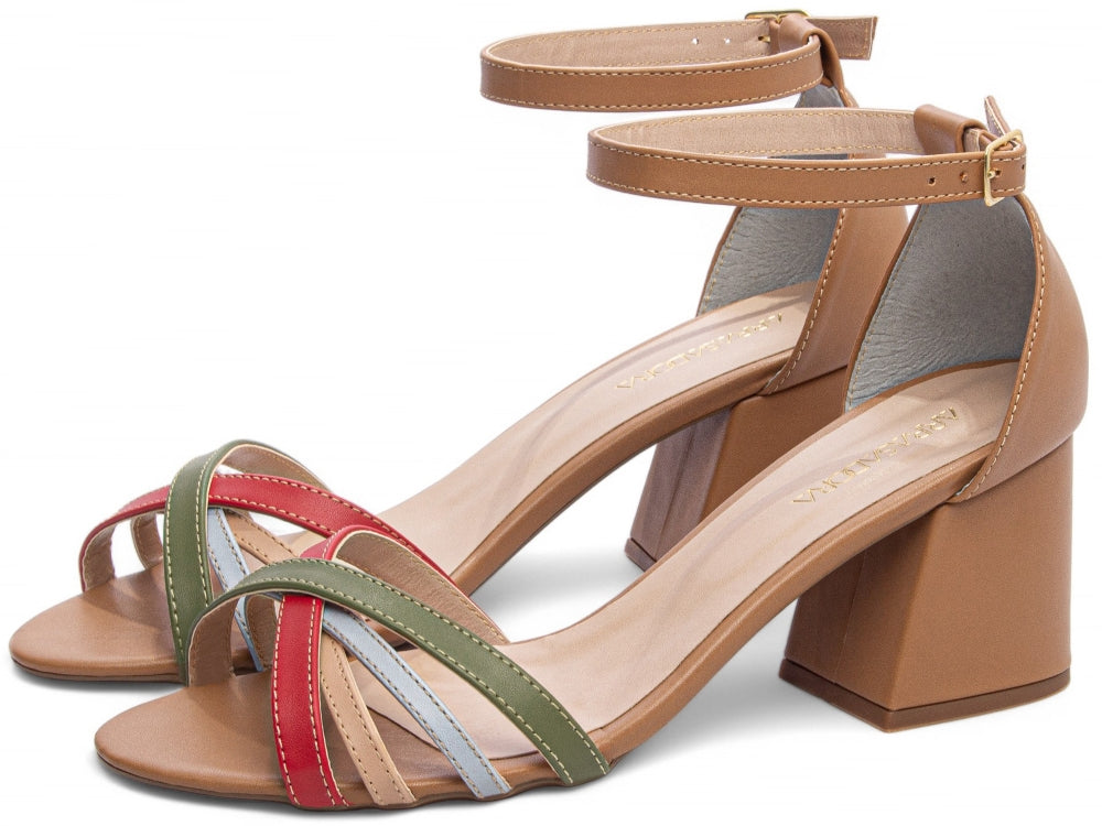 Sandália Salto Bloco Grosso Baixo Numeração Especial