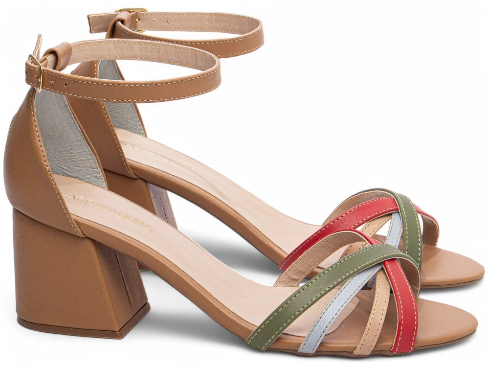 Sandália Salto Bloco Grosso Baixo Numeração Especial